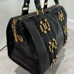Tory Burch Black Satchel with Gold Accents